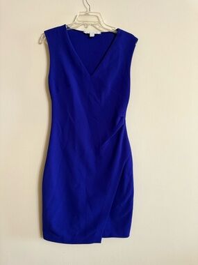 Diane Von Furstenberg DVF Royal Blue Ruched Sheath Dress Size 8